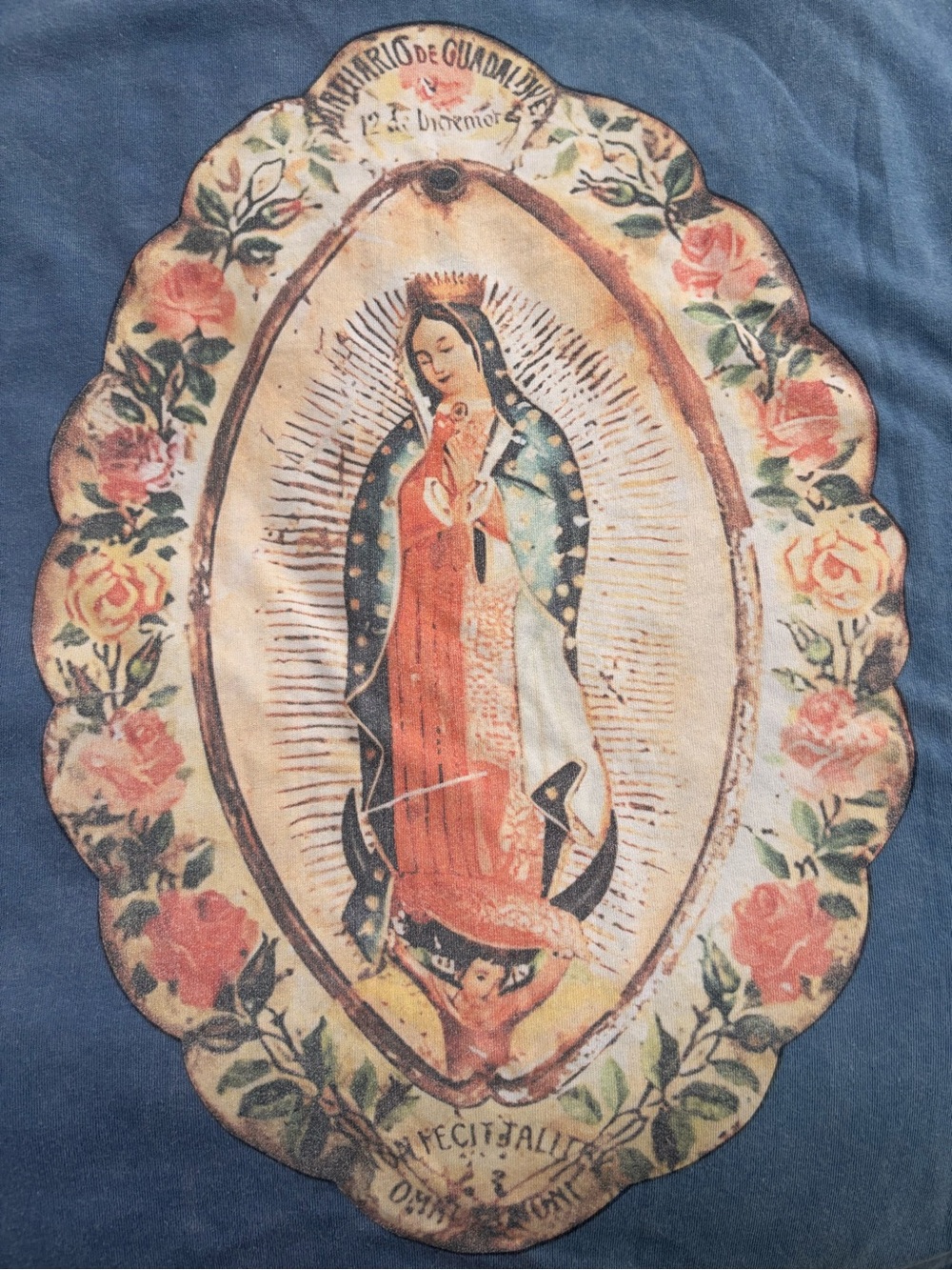NWT Blue Velvet Our Lady of Guadalupe Kantha Sleeve Top S/M Boho - Picture 5 of 7